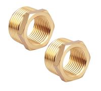 lasuroa 2pcs Brass Reducer Hex Bushing, 3/4" NPT Male to 1/2" NPT Female Heavy Duty Threaded Pipe Hose Fitting Reducer Adapter for Plumbing Gas Hydraulic Systems