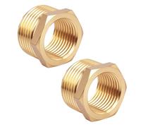 lasuroa 2pcs Brass Reducer Hex Bushing, 3/4" NPT Male to 1/2" NPT Female Heavy Duty Threaded Pipe Hose Fitting Reducer Adapter for Plumbing Gas Hydraulic Systems