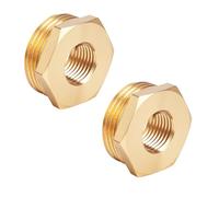 lasuroa 2pcs Brass Reducer Hex Bushing, 3/4" NPT Male to 1/4" NPT Female Heavy Duty Threaded Pipe Fitting Reducer Adapter for Plumbing Gas Hydraulic Systems