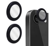 lasuroa 2pcs Camera Lens Protector for iPhone 16e, Anti Scratch Metal Ring Tempered Glass Lens Screen Cover Bubble Free Individual Camera Case for Smartphone Accessories (Black)