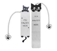 lasuroa 2pcs Cat Bookmarks for Women, Cute Bookmark Stationery Aesthetic Gifts Reading Accessories Funny Cat Lover Gifts for Book Lovers Teacher Teens Kids Boys & Girls