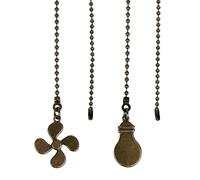 lasuroa 2pcs Ceiling Fan Chain Extenders, 35.5cm/14in Pull Chain Cord Extension with Fan & Bulb Pendants for Light Lamp Switch Decoration (Bronze)