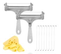 lasuroa 2pcs Cheese Cutter, Stainless Steel Cheese Slicer with 8pcs Extra Wires Adjustable Handheld Butter Block Cutter (Silver)