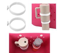 lasuroa 2pcs Cup Holder for Bogg Bag Compatible with Stanley 30oz 40oz Water Bottle, Drink Holder Plastic Insert for Bogg Bag & Simply Southern Beach Totes Accessories (white)