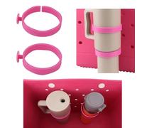 lasuroa 2pcs Cup Holder for Bogg Bag Compatible with Stanley 30oz 40oz Water Bottle, Drink Holder Plastic Insert for Bogg Bag & Simply Southern Beach Totes Accessories (pink)
