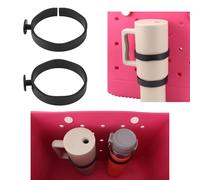 lasuroa 2pcs Cup Holder for Bogg Bag Compatible with Stanley 30oz 40oz Water Bottle, Drink Holder Plastic Insert for Bogg Bag & Simply Southern Beach Totes Accessories (black)