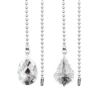 lasuroa 2pcs Fan Pull Chain Extension, 14in Decorative Ceiling Fan Chain Extenders with Crystal Pendant for Light Lamp Switch Decoration