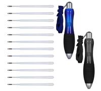 lasuroa 2pcs Fat Pens with 12pcs Refills, with 2pcs Lanyards, Smooth Writing Big Weighted pens Writing Tool for Hand Tremors, Weak Hand (Black + Blue)