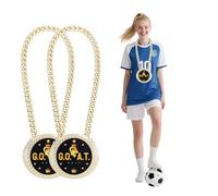 lasuroa 2pcs Goat Medal Chain, 15cm/6in Gold Greatest Turning Point Turnover Trophy Necklace Funny MVP Champion Chain for Football Basketball Softball Soccer Fantasy Sports Award Athlete Prize Gifts