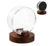 lasuroa 2pcs Hockey Puck Display Cases with Wooden Bases, Acrylic Ice Hockey Puck Display Stand Base Hockey Puck Holder Frame Souvenir Display Stand for Displaying Autograph Hockey Puck Collection