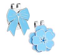 lasuroa 2pcs Magnetic Golf Ball Marker Hat Clip, Blue Bow Flower Shape Strong Magnet Ball Marker Hat Holder Accessories for Women Men Golfers Gloves Bags Visors Belts