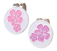 lasuroa 2pcs Magnetic Golf Hat Clip, 0.98 Inch Round Magnetic Ball Marker with Hat Clip Flower Pattern Golf Accessories for Men Women Golfers