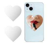 lasuroa 2pcs Mirror Decal for Phone, Mirror for Back of Phone Makeup Mirror Phone Case Stick on Mirror Phone Charm Adhesive Acrylic Mirror Sticker for Mobile Phone Case (Heart)