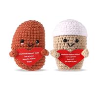 lasuroa 2pcs Positive Dolls with Positive Card, Funny Needling Coffee Cup Toy Crochet Coffee Bean Cheerful Plushies Uplifting Knitting Potato Toy Birthday Gift for Office Decorations