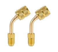 lasuroa 2pcs R410A Refrigerant Adapter for Mini Split System, 5/16" SAE Female to 1/4" SAE Male Flare Charging Vacuum Port Adaptor 45° Angle Adapters Fitting for HVAC Air Conditioner Refrigeration
