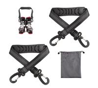 lasuroa 2pcs Ski Boot Carrier Straps with Storage Bag, Portable Ski Carrier Straps Backpack Straps Ski Shoulder Sling Ski Bag Shoulder Strap Skate Leash Roller Skate Leash Ski Snowboard Accessories