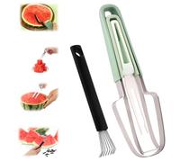 lasuroa 3-in-1 Watermelon Fork Slicer Cutters, Stainless Steel Fruit Cutters with Seed Remover Portable Watermelon Cutter Watermelon Cutter Slicer Tool for Camping Kitchen