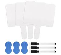 lasuroa 3 Pack Dry Erase Answer Paddles with Handles, Double Sided Small Mini Whiteboards Set with 3 Markers and Erasers for Classroom Teaching Office Essentials Games and Voting