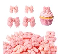 lasuroa 30pcs Pink Bow Cupcake Toppers, Cute Bowknot Cup Cake Decorating Funny Cupcake Decorations Bowtie Themed Decor For Birthday Party Wedding Celebration