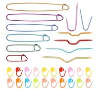 lasuroa 32pcs Knitting Tool Set, Includes Stitch Holder Knitting Cable Braiding Needles & Crochet Markers Counter Multi-Color Weaving Tool Accessories Supplies for Sewing Weaving Sweaters Crafts