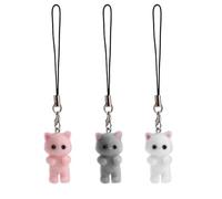 Lasuroa 3pcs Cute Cat Phone Charms, Pink, White & Gray, Universal Compatibility, Kitten Mobile Phone Pendant