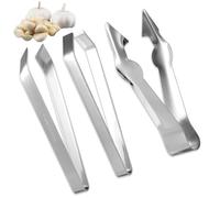 lasuroa 3pcs Stainless Steel Garlic Peeler with Fruit and Vegetable Remover, Garlic Tweezers Garlic Skin Remover Simple Fish Bone Tweezers Portable Garlic Peeling Clips Tool for Cooking Kitchen