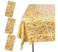 lasuroa 3pcs Straw Table Covers, 107.87x53.94in Plastic Hay Tablecloths Western Cowboy Theme Tablecover Party Decorations Hawaiian Parties Supplies Farm Table Cloth for Party Decoration