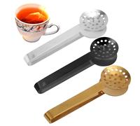 lasuroa 3pcs Tea Bag Squeezer Tongs, Stainless Steel Strainer Spoons Teabag Clips Tool Practical Strainer Tea Accessories (Black, Gold, Silver)