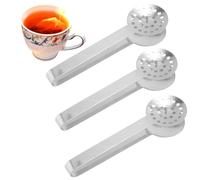 lasuroa 3pcs Tea Bag Squeezer Tongs, Stainless Steel Strainer Spoons Teabag Clips Tool Practical Strainer Tea Accessories (Silver)
