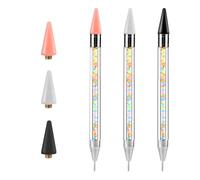 lasuroa 3pcs Wax Pencil for Rhinestones with 3pcs Wax Tips, Double-Headed Jewel Picker Tool with Color Diamond Pen Tube, Gem Wax Pen for Nail DIY Craft (Black, White, Pink)