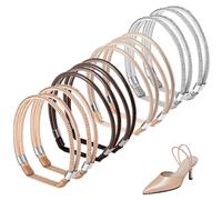 lasuroa 4 Pairs Elastic High Heels Straps, 5.31in Detachable Heel Band Rhinestone High Heels Shoe Lace Belt for Loose Shoes Anti-Loose Shoe Straps Ankle Straps with Anti-Slip Sticker Replacement