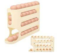 lasuroa 4 Tiers Egg Holder for Fridge, 2025 New Upgrade Large Capacity Eggs Dispenser Rack Maximum Storage Capacity 30 Automatic Rolling Down Organizer Tray Container Keeper for Refrigerator Kitchen