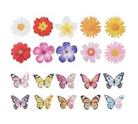 lasuroa 40pcs Spring Flower Wooden Ornaments, 20 Styles Spring Flower Hanging Garden Decor & Wooden Butterfly Ornaments with Hemp Rope for Small Tree Decoration Summer Party Birthday Wedding