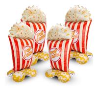 lasuroa 4pcs 60" Giant Popcorn Balloons, 3D Standing Foil Balloon Decorations for Carnival Circus Theme Movie Night Birthday Baby Shower Popcorn Bar & Cannes Party Decor