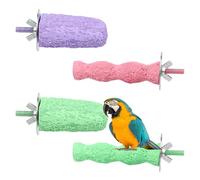 lasuroa 4pcs Bird Beak Grinding Stones, Anti-Slip Parrot Stand Bird Claw Trimmer for Parrots Budgies Parakeets Cockatiels Conures Lovebird, Cage Accessories (3 Colors)