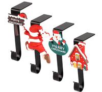 lasuroa 4pcs Christmas Stocking Holders, Santa Claus House Stocking Holders for Mantle Fireplace Stocking Hangers Non-Slip Stocking Hooks for Xmas Holiday Party Decorations
