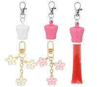 lasuroa 4pcs Lip Gloss Holder Keychain, Silicone Lip Balm Key Ring Cap Protective Case with Daisy Keyring Lipgloss Key Chain Compatible with Summer Fridays (Pink)