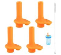 lasuroa 4pcs Replacement Bite Valve for Zak, Silicone Replacement Bite Valve Compatible with Zak Designs Kelso 15oz with 1 Cleaning Brush Reusable Cup Straws Accessory (Orange)