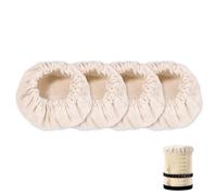 lasuroa 4pcs Sourdough Starter Jar Cloth Covers, Cotton Bread Fermentation Cover Elastic Cloth Jar Covers Unbleached Reusable Cloth lid Cover Sourdough Bowl Cover for 4-5 Inch Jar Mouth, 05397