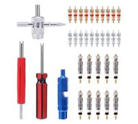 lasuroa 4pcs Valve Core Removal Tool, 4 in 1 & Double & Single Head Tire Stem Repair Installation Wrench Tool with 30pcs Tire Valve Cores for Bicycle Car Truck Motorcycle