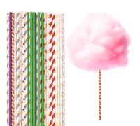 lasuroa 50pcs Cotton Candy Sticks, 11.81 Inch Candy Floss Cones Colorful Candies Holder Paper Straws Cones Supplies for Wedding Party Birthday Candies Making Accessories