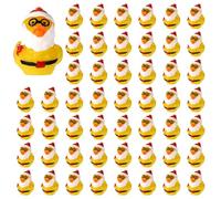 lasuroa 50pcs Mini Santa Claus Ducks, Little Resin Christmas Ducks Micro Landscape Duck Miniature Ducks Tiny Christmas Ducks for Christmas Stocking Filler Garden Micro Ornament