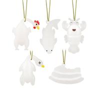 lasuroa 5pcs Color-Changing Duck Car Pendant, Roast Ducks Pork Fish, Shrimp & Chicken Funny Creative Hanging Ornament Cute Duck Keychain for Rearview Mirror Car Interior Decoration