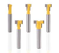 lasuroa 5pcs Keyhole Router Bit, T Slot Router Bits Set 1/4 Inch Shank with Blade Diameter 5/16 3/8 7/16 1/2 5/8 Inch T Track Cutter for Woodworking Grooving Milling Cutter Tool