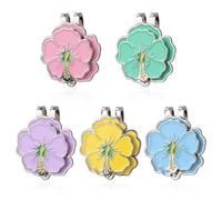 lasuroa 5pcs Magnetic Golf Ball Markers for Women, Stainless Steel Flower Golf Ball Marker Hat Clip for Women Hat Bag Decoration