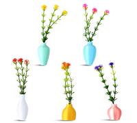lasuroa 5pcs Mini Vase Magnets for Fridge, Cute Mini Magnetic Vases Funny Tiny 3D Plant Vase Decorations with Artificial Flowers for Home Office Kitchen Refrigerator Locker Decor