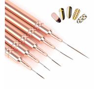 lasuroa 5pcs Nail Art Liner Brushes, Fine Nail Art Pens Thin Detail Fingernails Drawing Tool Long Line Painting Striping Brushes for Gel Polish Nails Design, Size 7/9/11/15/25mm