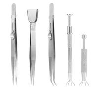 lasuroa 5pcs Sprinkles Tools for Cake Decorating, Metal 4 Claw Sprinkle Pen Piercing Ball Bead Removal Holder Jewelry Grabber & Tweezers with Shovel Head for Baking Cookies Cupcake Decoration Supplie