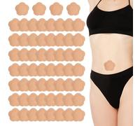 lasuroa 60 Pcs Plum Blossom Castor Oil Pack Wrap for Belly Button, Self-Adhesive Disposable Spunlace Cloth Castor Oil Belly Button Patch with Cotton, Oils Not Included (Skin Color)