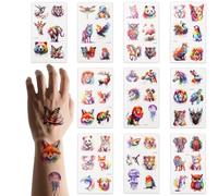 lasuroa 60pcs Animal Temporary Tattoos for Kids, Waterproof Watercolor Animal Theme Fake Tattoo Stickers Arm Shoulder Decorations and Birthday Party Supplies Gifts for Boys Girls Children